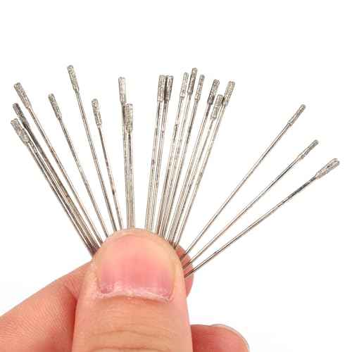 1mm Drill Bit, 20PCS Lapidary Drill Bits for Glass, Jewelry, Ceramic, Jade, Agate, Amber and Semiconductor Materials
