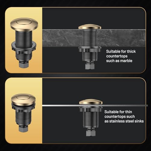 ANWOLL UL Listed Wireless Garbage Disposal Air Switch Kit Champagne Bronze 3.6" Long Button