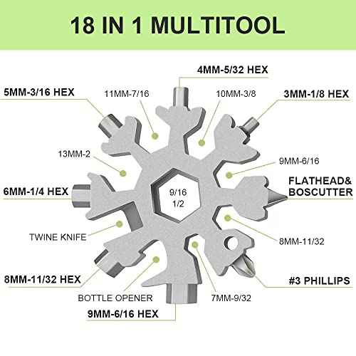 Stocking Stuffers for Men, Snowflake Multitool 2PCS 18 in 1 Stainless Steel Snowflake Multi Tool, Cool Gadgets for Outdoor Travel Camping Daily