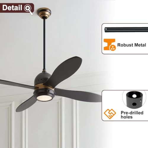 FEHEED 12-Inch Black Ceiling Fan Downrod, 1 ft Unthreaded Extension Rod