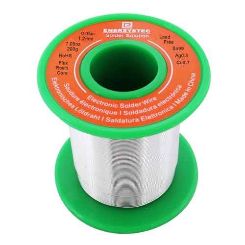 Lead Free Electronics Solder Wire 1.2mm 200g, Rosin Flux Core Electric Solder Wire Alloy Sn99 Ag0.3 Cu0.7 No Clean 0.05 Electronic Soldering Easy Flow Unlead Solder Wire No Lead