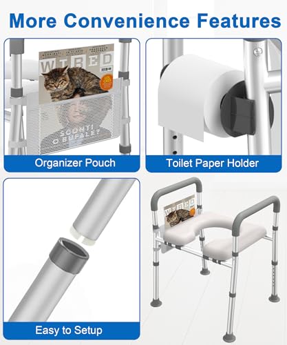 HOMLAND Standard Adjustable Toilet Seat Riser for Seniors, 400lb Capacity