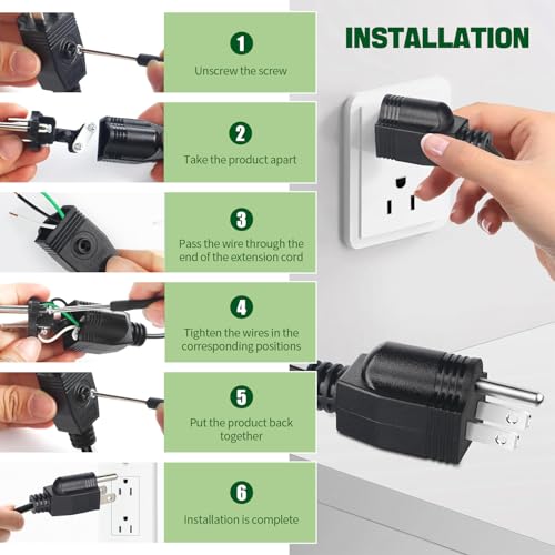 LBSC 3-Pack NEMA 5-15P Male Power Plugs 125V 15A Grounded Replacement