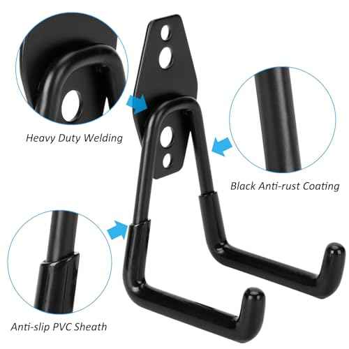 4 Pack Garage Hooks Heavy Duty - Supports 100 lbs, Utility Steel Garage Hanger & Organizer for Organizing Garden Lawn Tools, Ladders, Garden Hose, Digging Shovel, Bikes, Ropes