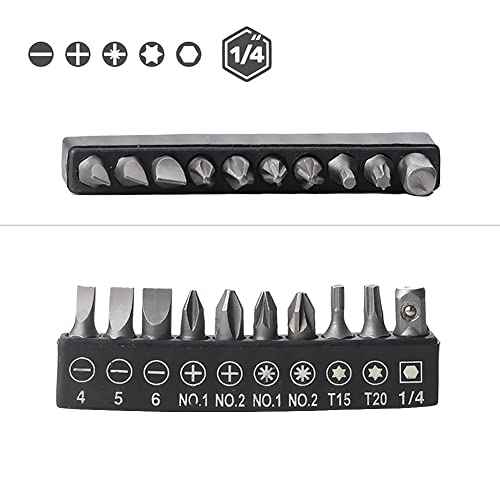 Double-Headed L-Shaped Socket 1/4 Inch Hex Socket Wrench 90 Degree Right Angle Screwdriver Adapter with 10Pcs Various Angled Screwdriver Bits Tool
