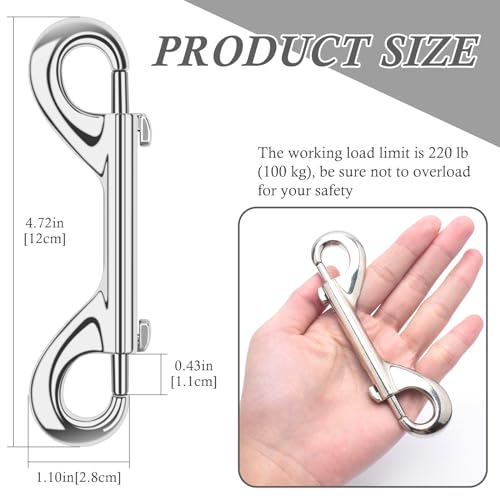 ERKOON 2 Pack Heavy Duty Zinc Alloy Double Ended Bolt Snaps Hooks 4.7 Inch 220lbs Load Capacity for Pet Leashes, Horse Tack, Water Buckets