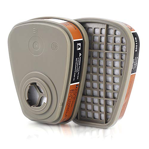 6001 Filter Cartridges for Respirator - Gas Organic Vapor Chemical Cartridge Filter Compatible with 6200,6800,7502,Respirator (6001 Filter Cartridges)