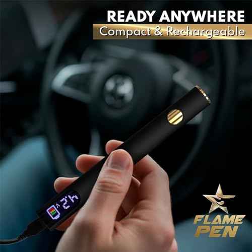 FlamePen Premium Universal Rechargeable Battery Pen, 650mAh Cordless Thread Burner, Threaded with Soldering Iron, Black & Gold