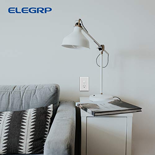 ELEGRP 10 Pack Duplex Wall Outlet Covers, Unbreakable Polycarbonate, Glossy White, 1-Gang Standard Size