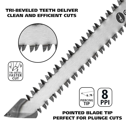 GreatNeck 74030 6 Inch Double-Edged Jab Saw, Drywall Saw, Wallboard Tools, Anti-Slip Rubber Handle, Fast and Efficient Multi-Directional Wall Cutting Tools