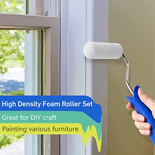 Small Foam Paint Roller Kit 4 Inch - 8 Pack for Walls, Furniture & DIY