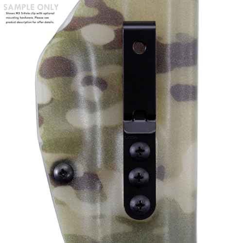 [2 Pack] HolsterSmith Universal Metal Belt Clip for Holster Making, Knife Sheaths, Cell Phone Cases - (3-Hole) - (Tactical Black) - USA