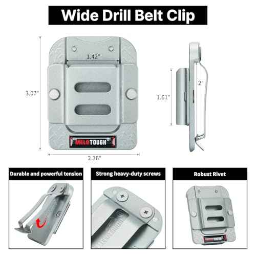 MELOTOUGH Tape Measure Holder, Drill Holder for Tool Belt,Drill Holder,Measuring Tape Holder Fits 1.75"/2" Belt,Sliver
