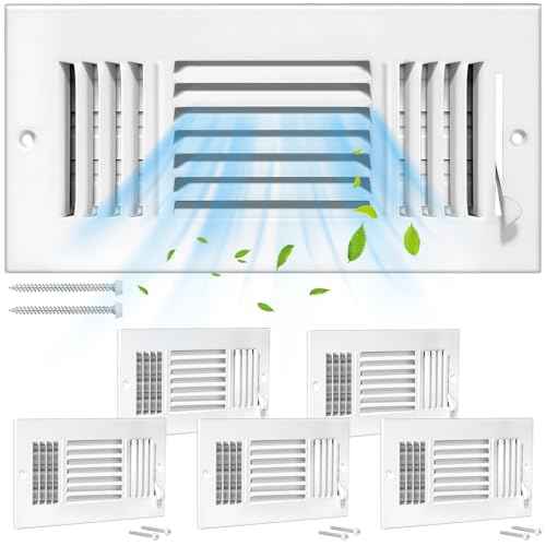6 Pcs 10x4 Inch Air Vent Covers for Home Ceiling, 3-Way Solid Metal Wall Vent Cover Ac Vent Ceiling Register, Return Air Vent Cover, Vent Grill for Wall (White, Interior Size 10 x 4)