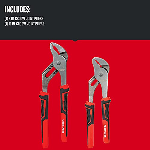 Craftsman 2-Piece Groove Joint Pliers Set, 8 & 10 Inch - Drop-Forged Steel, Multi-Zone Grips