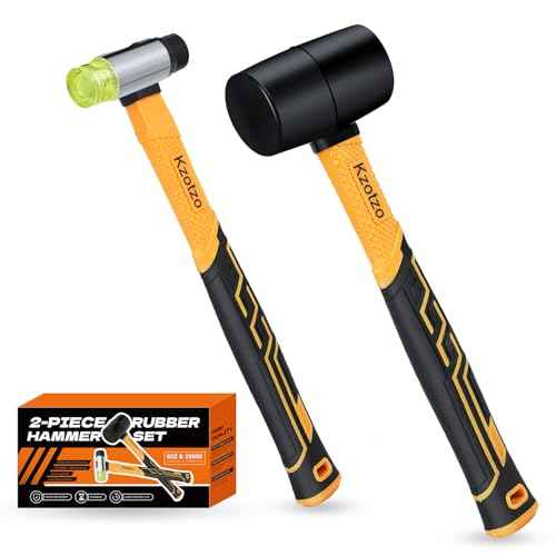 2-Piece Rubber Mallet Hammer Set, 8oz Rubber Hammer Mallet & 25mm Double-Faced Soft Mallet, Shockproof Fiberglass Handle with Cushion Grip, Damage-Free to Floor, Tile, Crafts