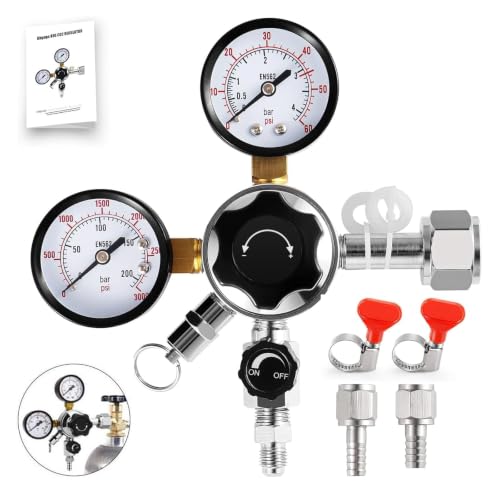 Dbgogo Dual Gauge CGA-320 CO2 Regulator for Kegerator - Threaded Fitting