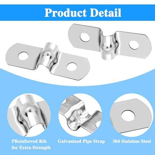 50Pcs M5 Wire Shelf Clips Stainless Steel Rigid Tube Strap Two Hole Strap U Bracket Tube Strap Clamp for 0.2 Inch OD Hose Heavy Duty Tube Strap Tension Clip