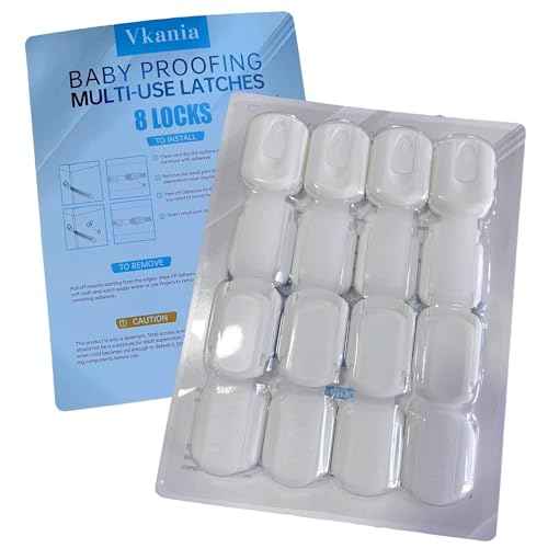 8 Pack Vkania Baby Proofing Cabinet Strap Locks - Child Safety Drawer Cupboard Oven Refrigerator Adhesive Locks - Adjustable Toilets Seat Fridge Latches - Kids Proof Kit - No Drilling
