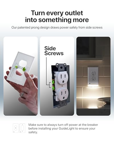 SnapPower GuideLight Duplex Outlet Cover with LED Night Light - White - Auto On/Off Sensor