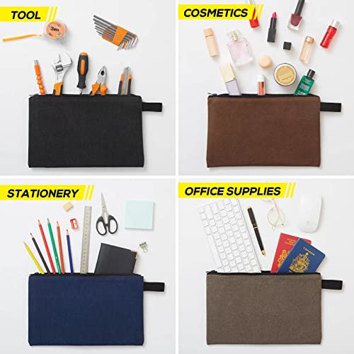 8 Pack Canvas Tool Pouch with Zipper,Upgrade 16 oz Heavy Duty Small Tool Bag,Multipurpose Organizer Utility Tool Bag,for Tools,Office Supplies,Cosmetics,Stationary