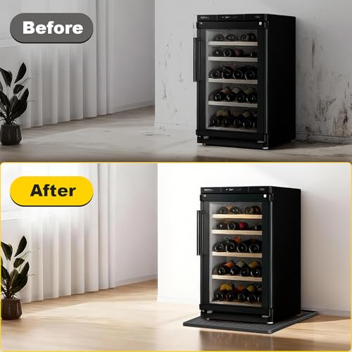 Anelueeoo 19.7x19.7 Inch Mini Fridge Silicone Mat with Raised Edge – Non-Slip Drip Tray for Appliances (Black, 19.7"x19.7"x0.4")