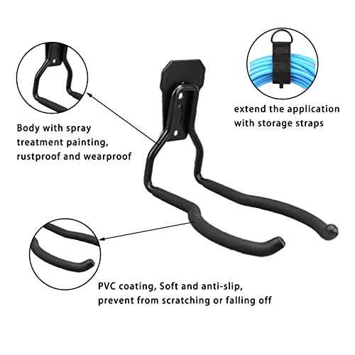 JuforminWeedeater Hanger, String Trimmer Hanger, Weed Eater Rack, Garage Wall Hooks, Power Tool Holder for Garage Wall, Utility Hooks for Garage Tool Organizers and Storage Black-4 Pcs