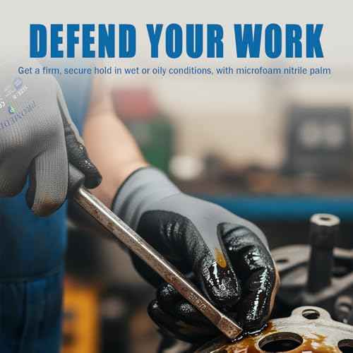 PROMEDIX P Nitrile Coated Work Gloves,MicroFoam Safety Work Gloves Men,Seamless Knit Nylon&spandex Gloves with Grip