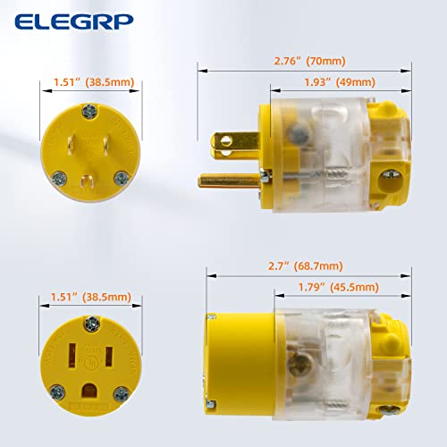 ELEGRP Lighted Electrical Plug & Connector Set 15A 125V NEMA 5-15P/R Commercial Yellow - Variation 1