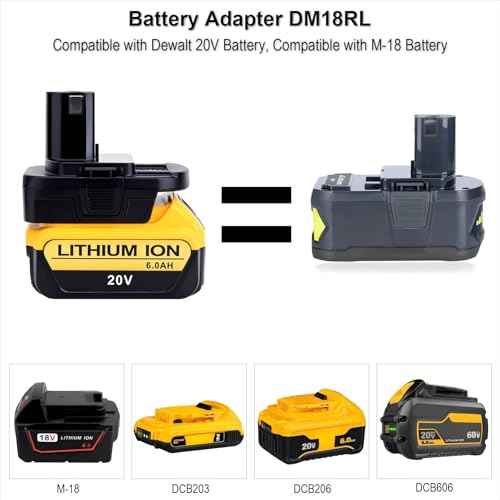Biswaye Adapter Compatible with Dewalt 20V Battery to Replacement for Ryobi 18V One+ Battery, Adapter Compatible with Mil-Waukee M-18 Batteries to Replacement for Ryobi 18V Batteries P102 P189 P107