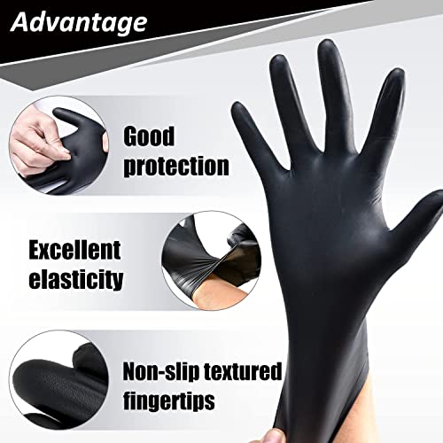 PROMEDIX P Black Medium Nitrile Disposable Gloves 4mil - 100 Count, Latex-Free, Powder-Free Food Safe Household Gloves