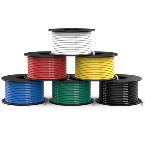 NAOEVO 18 AWG Tinned Copper Silicone Wire 30ft - Automotive & Electrical Use