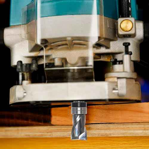 Top Bearing Flush Trim Router Bit 1/2 Inch Shank - Up-Cut 3/4" Cutting Dia, 1- 3/16" Cut Height, Carbide Spiral Pattern Template Flush Cut Router Bit, for Wood Trimming