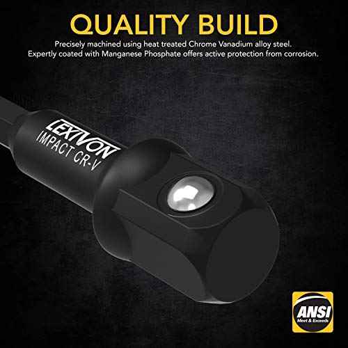 LEXIVON Impact Socket Adapter & Magnetic Bit Holder Set | 4 Pieces of 1/4-Inch Hex Shank Extension to 1/4", 3/8", and 1/2" Drive | Includes Organizer Rack (LX-104)