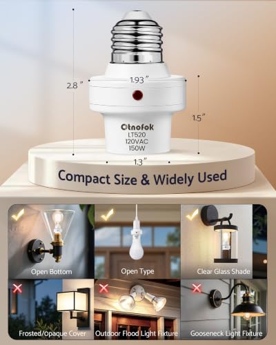 White E26 Dusk to Dawn Light Sensor Socket 300° Rotatable Outdoor Bulb Holder