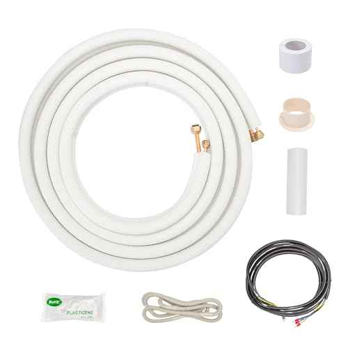 ICOOL 10 Ft. Mini Split Line Set, 1/4" & 3/8" O.D. Twin Copper Pipes, 3/8" Thickened PE Insulated Coil Copper Line for Air Conditioner HVAC Refrigeration and Heating Equipment, with Fittings