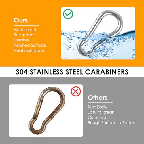 KATUMO 12 Pack Stainless Steel 2 Inch Carabiner Clips, Heavy Duty Spring Snap Hooks for Keys, Camping, Hiking, Dog Leashes
