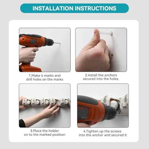 Broom Holder Wall Mount, 2 Packs Heavy Duty Cleaning Supplies Organizer, Garden Tool & Utility Closet with Hook, Mop & Broom Hook Wall Mounted for Bathroom, Garage, Kitchen, Laundry (Black-2pcs)