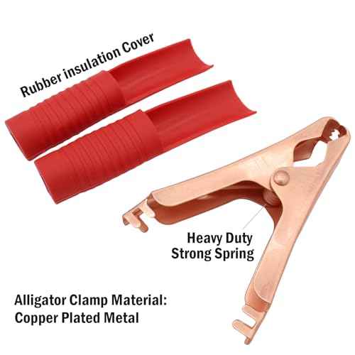 Insulated Alligator Clips 4-Pack, Jumper Cables Clamp 100A for Charging and Testing Batteries Crocodile Clamp Car Battery Charger Clamps Power for Car Auto Vehicle Boat