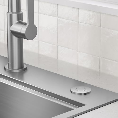 KRAUS Spot-Free Stainless Steel Air Switch Kit for Garbage Disposal with Flat Button - KWDA-200SFS