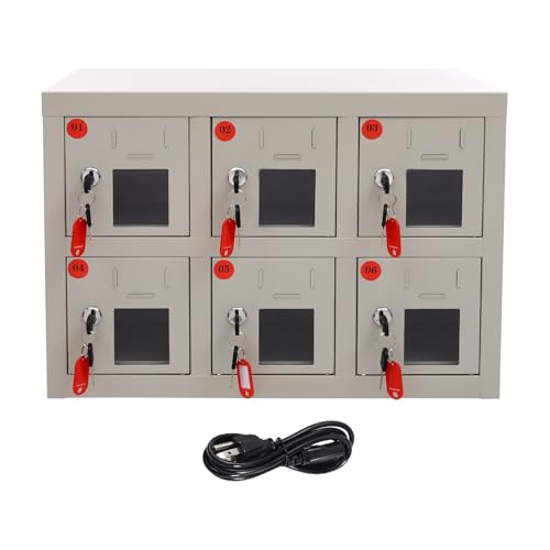 Weglae 6 Port Lockable Cell Phone Locker Charging Station - Secure 6-Device Organizer