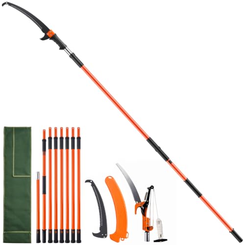 VEVOR Pro Extendable Pole Saw with Scissors - 7.3 to 27 ft Tree Pruner & Branch Trimmer