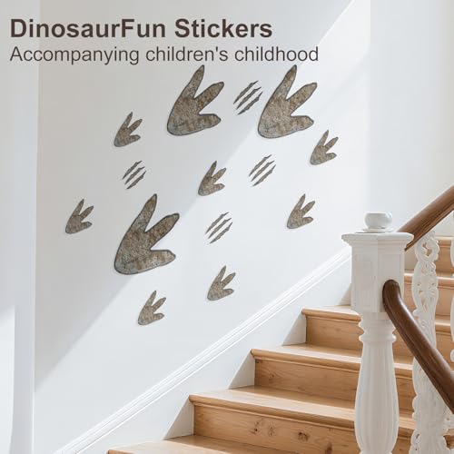 KIUKIUO Dinosaur Footprints Wall Decals - Dinosaur Style, 90 Pieces for Nursery & Kids Room Decor