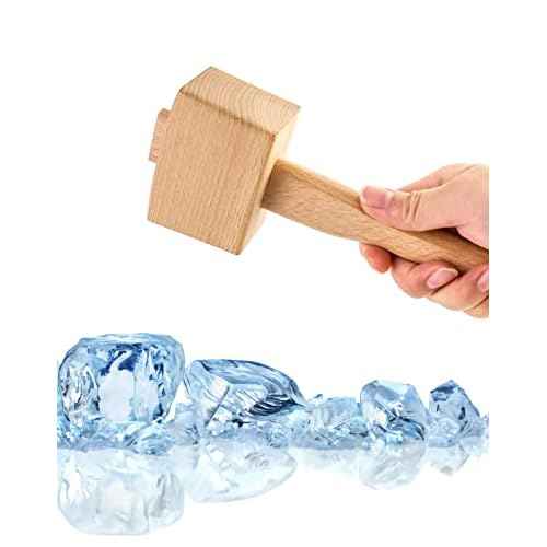 QWORK Wooden Mallet, 9.5" Manual Ice Hammer Mallet Beech Solid Carpenter Wood Hammer Woodworking Hand Tool