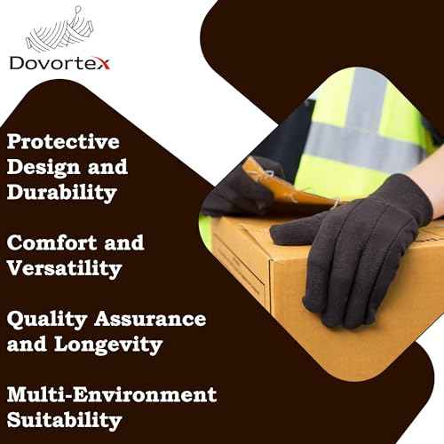 Brown Jersey Gloves ? Large, US Clute Pattern with Knit Wrist Cuff, Jersey Gloves for Men (2 Pairs or 12 Pairs)