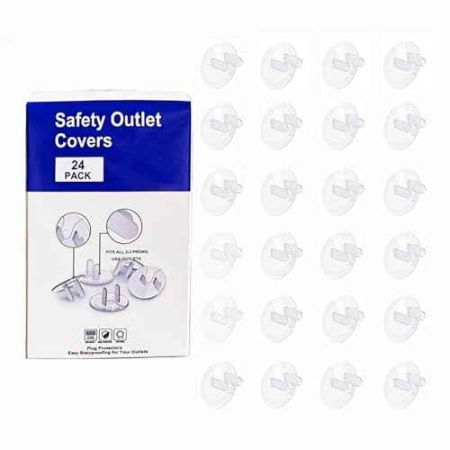 Baby Safety Clear Outlet Covers (24 Pack), Durable Plastic Plug Covers for Power Sockets, Child Proof Electrical Protector Safety Caps