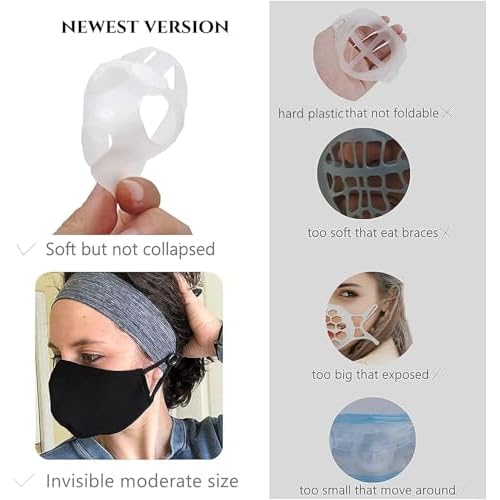 6Pcs Upgraded Mask Bracket Inserts for Cool Better Breathing-Silicone Turtle 3D Face Mask Bracket Insert to Keep Off Face-Mask Inner Support Frame Protect Lipstics-Mask Guards Spacers for Under Mask