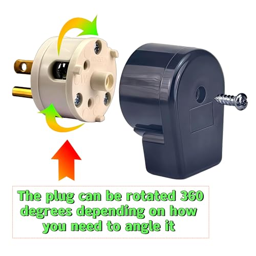 HUALRPLUG 3-Pack NEMA 5-15P 15A 125V AC Male Power Plug, 90° Adjustable 12-Direction