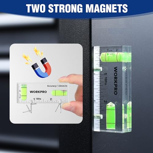 WORKPRO 3 Inch Magnetic Pocket Level - Compact Mini Level with 2 Magnets