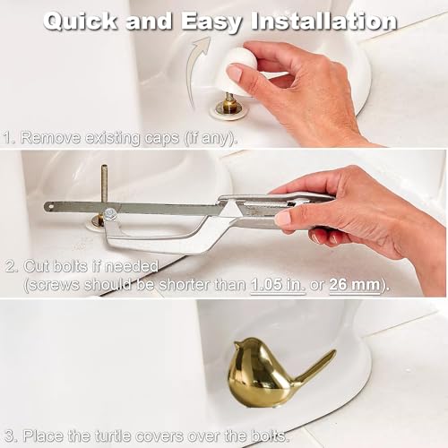 Gold Ceramic Bird Toilet Bolt Covers Set of 2 - Decorative Bathroom Accessories